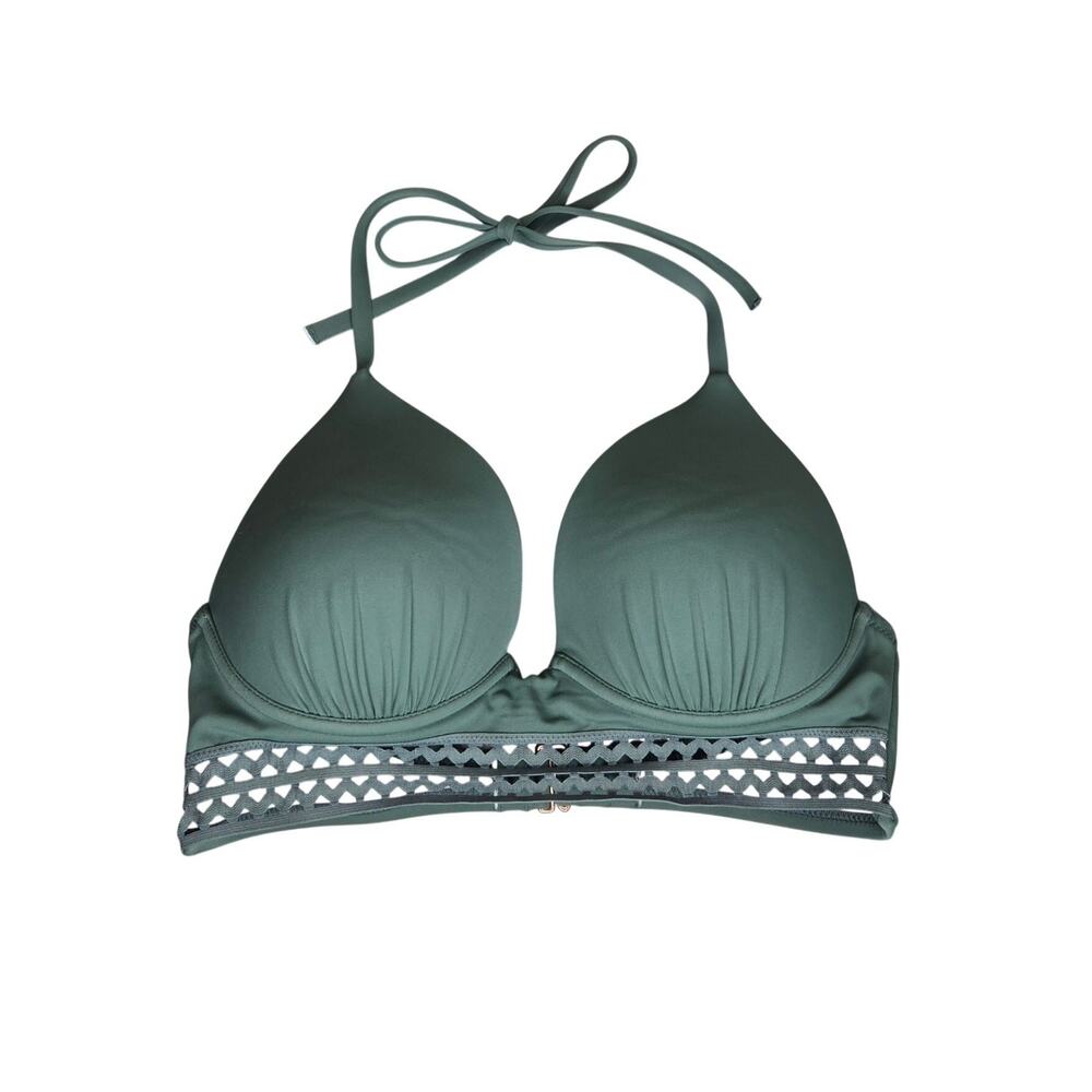 SHADE & SHORE Bikini Halter Top Cutouts Green Size 36C